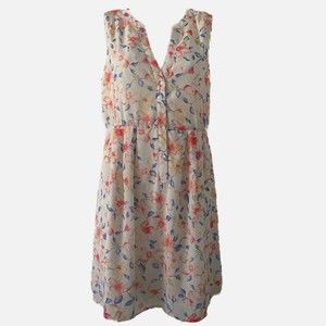 Skies are Blue Sleeveless Button Front Floral Knee Length Dress Size XS